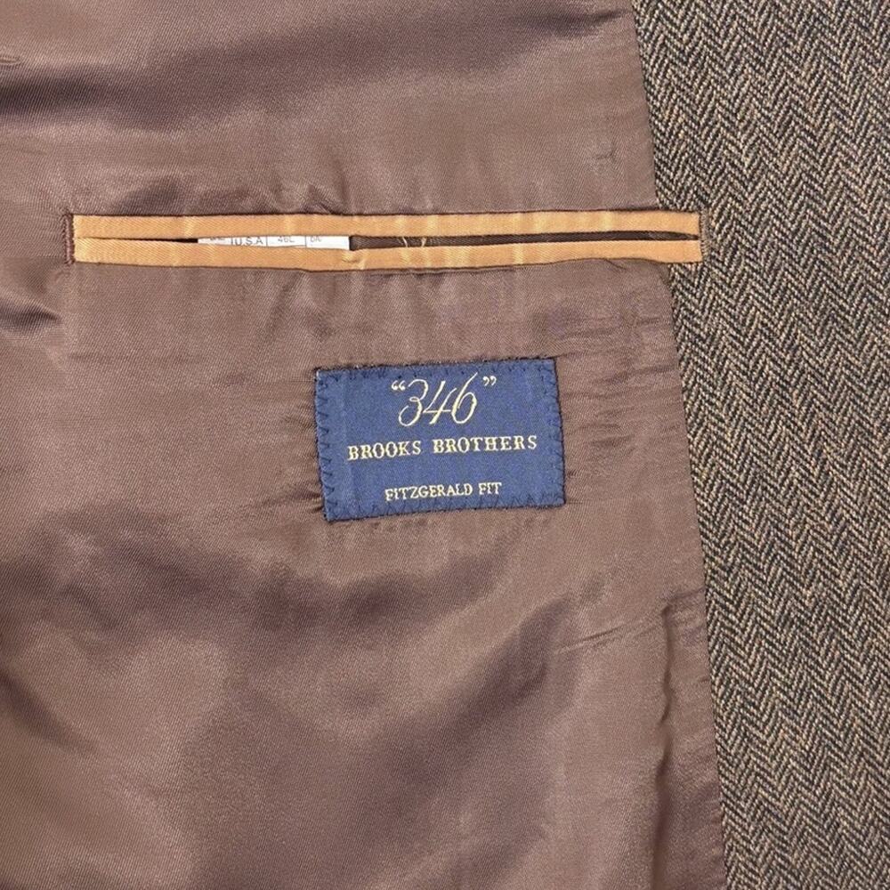 Brooks Brothers 346 Wool Blazer 46L Fitzgerald Fit Brown Wool Suit Jacket EUC - Picture 3 of 8